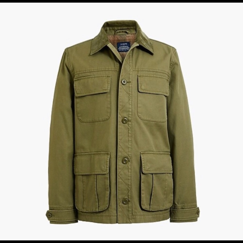 J Crew Factory Flannel Lined Barn Jacket Green NWT